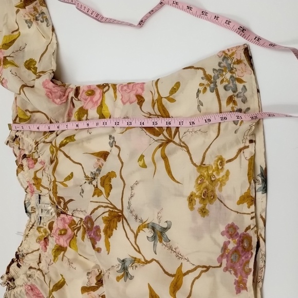 Telluride clothing Co. Women's medium cream floral blouse elbow sleeve - Picture 11 of 11